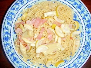 たけのことベーコンのパスタ