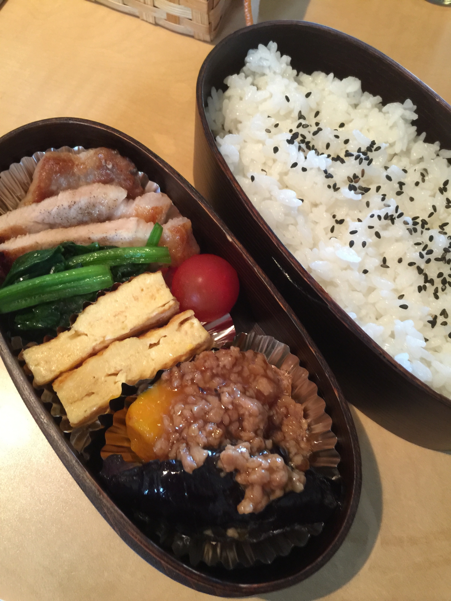 今日のパパのお弁当！豚肉とほうれん草のソテー弁当