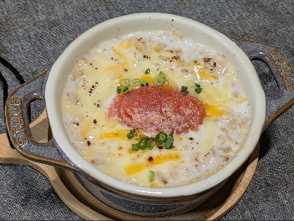 レンジで簡単♡オートミールの明太子リゾット風