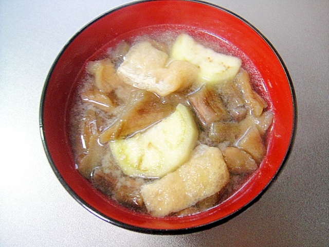 芋がらと茄子の味噌汁