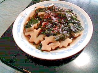 ちくわぶとワカメの炒め物