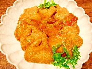 味付けいなり揚げで☆キャベツ入り袋煮