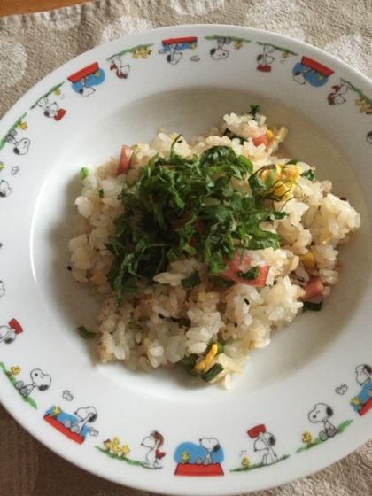 大葉にんにく醤油でウマウマ炒飯