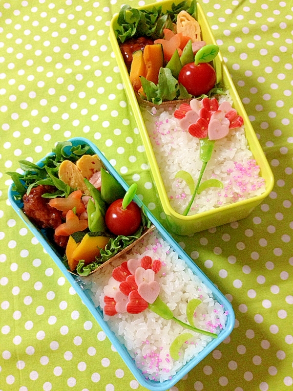 簡単キャラ弁 ハートdeカーネーションのお弁当 レシピ 作り方 By Cherry05 楽天レシピ