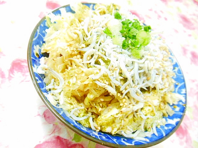 雑穀米de❤キャベツと青海苔のしらす丼❤
