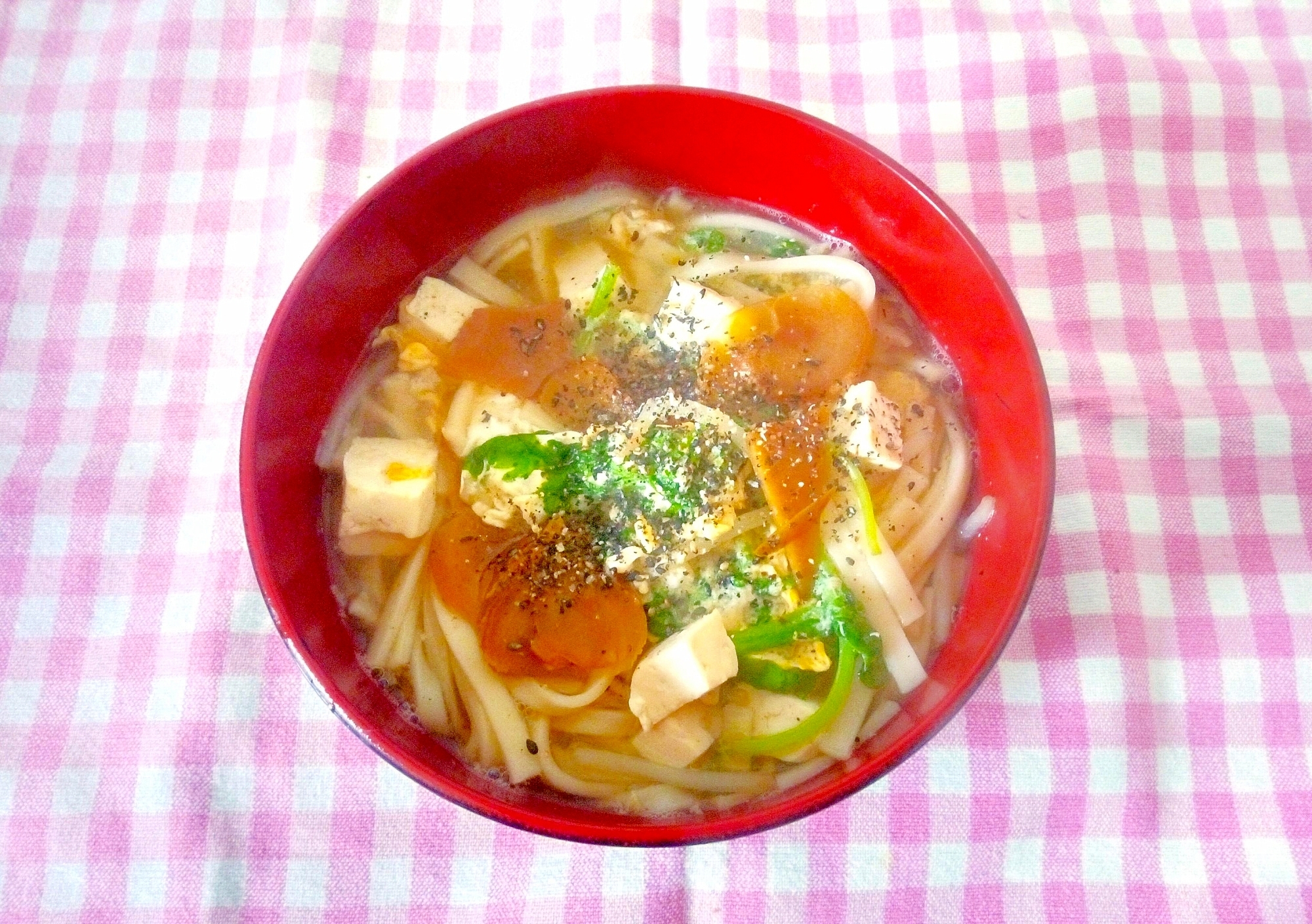 春菊と生姜のかきたまうどん