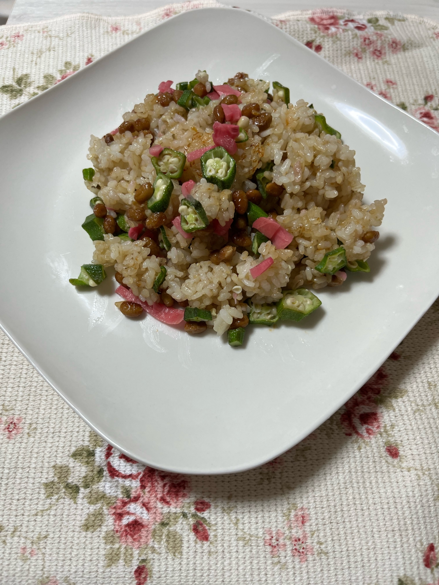 オクラの納豆チャーハン