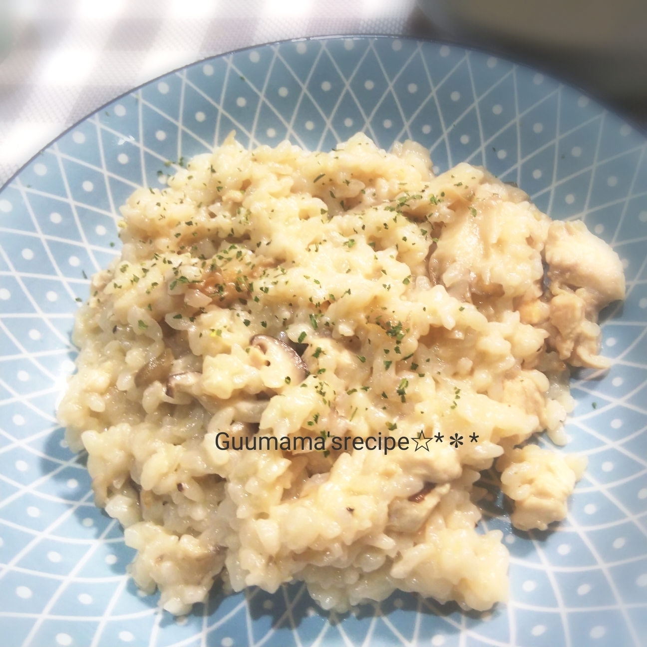 フライパンで簡単♡鶏肉ときのこのクリームリゾット