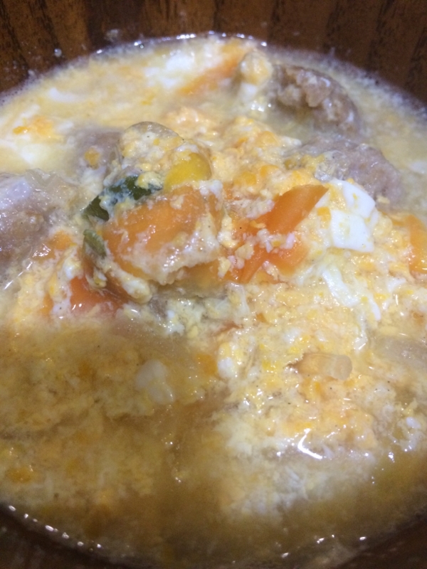 肉団子スープの卵とじ(*^^*)