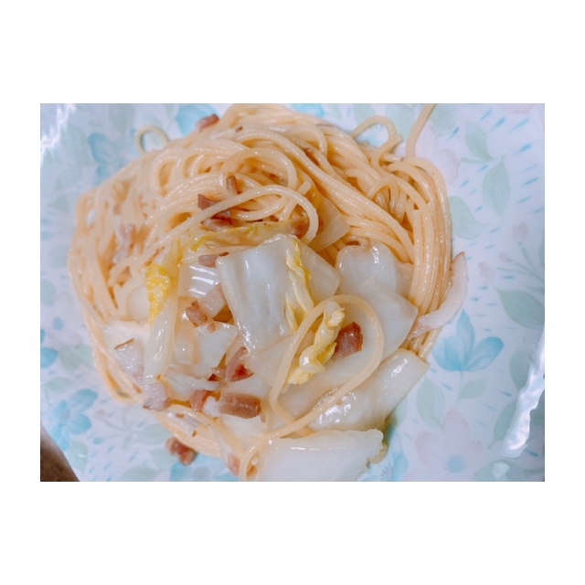 ☘白菜とベーコンのバター醤油パスタ