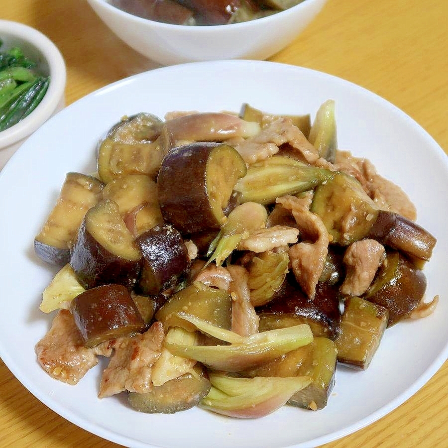 なすとみょうがの豚肉味噌炒め★減塩・低カリウム志向
