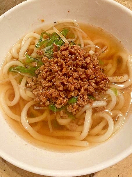 大豆のお肉レトルトミンチで肉うどん風
