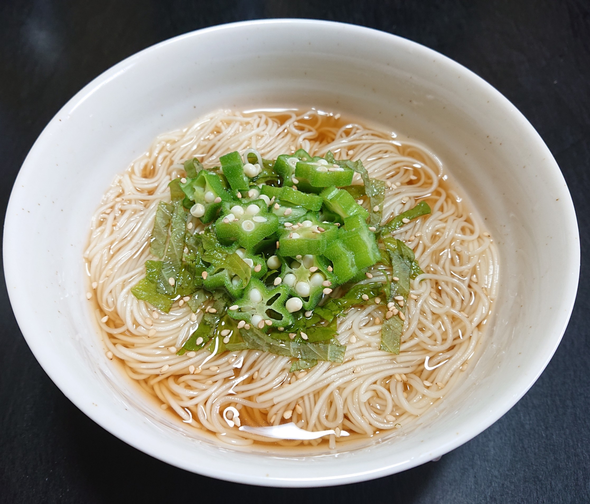 大葉とオクラの夏そうめん