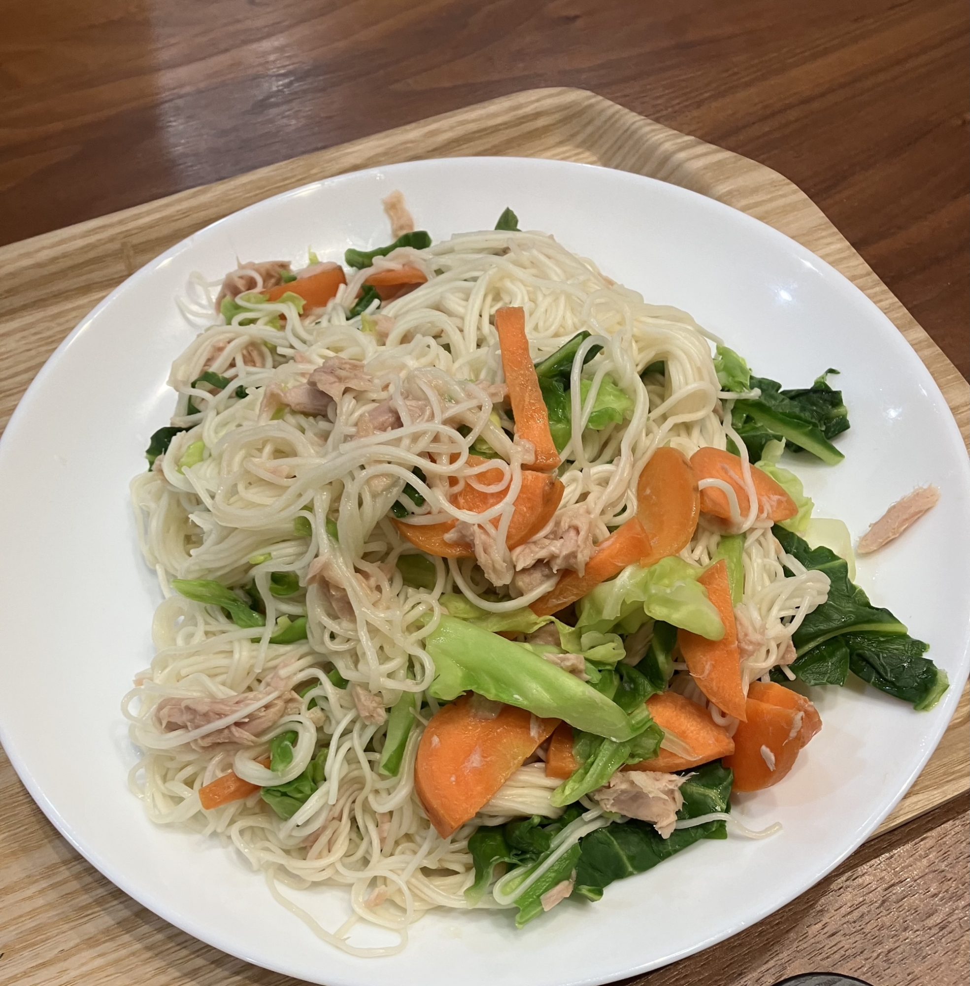 そうめんで、野菜入りチャンプルー
