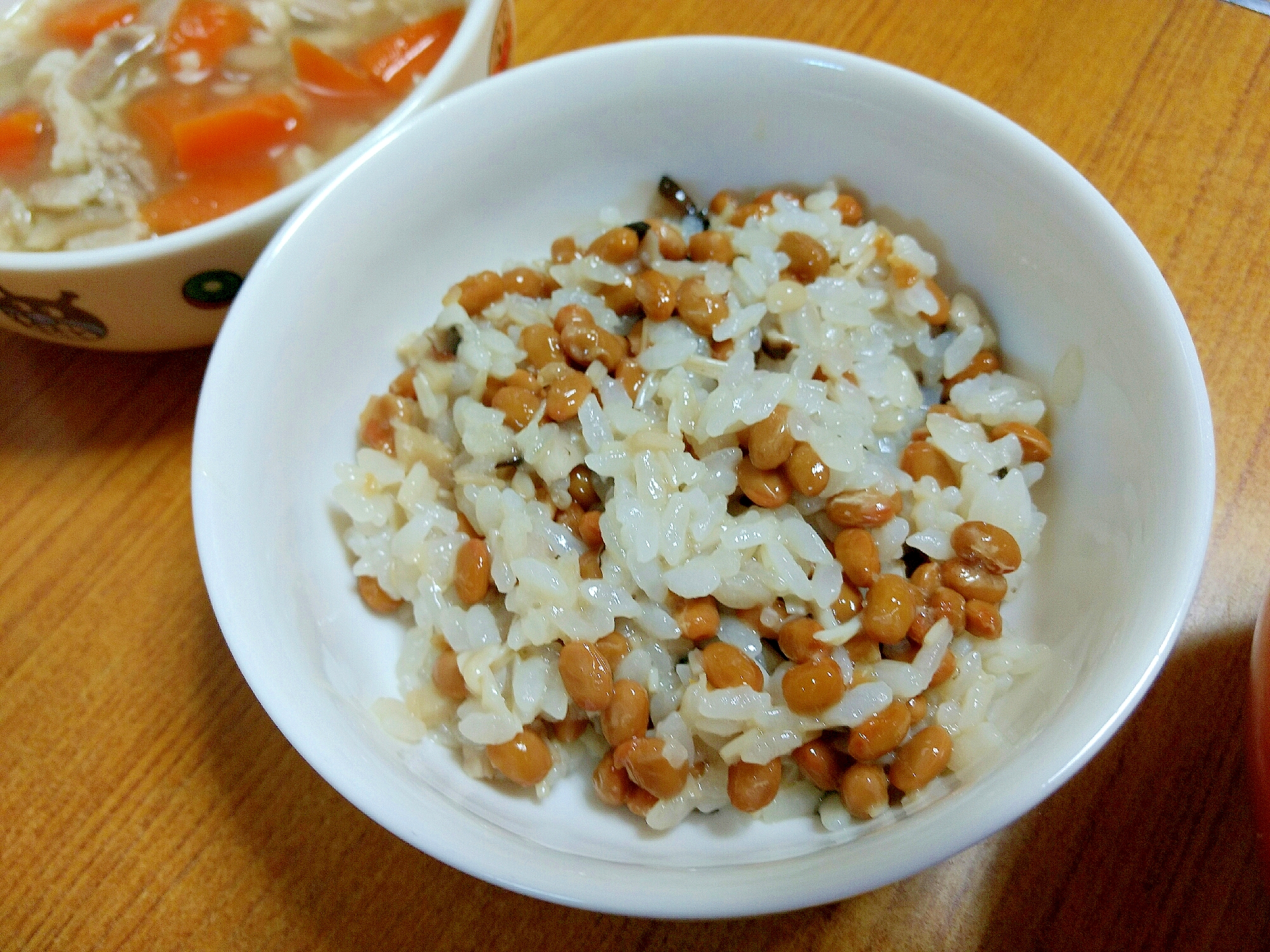 【離乳食】きのこ納豆ご飯