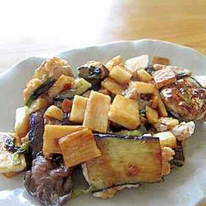 鷄挽き肉茄子サンドとろろ芋味醂醤油炒り