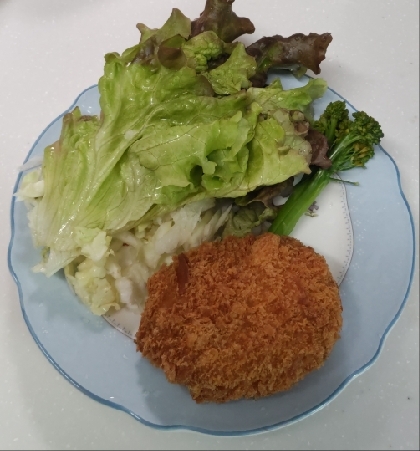 お好きな揚げ物のお惣菜とお好きなサラダを添えて