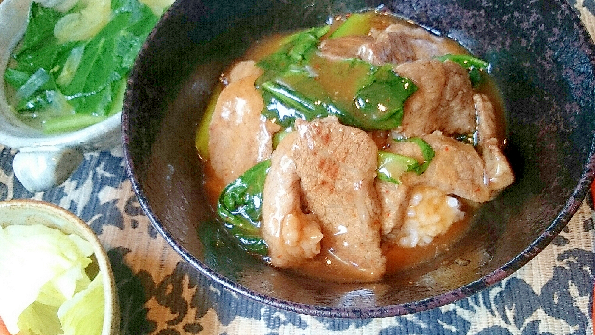 小松菜と牛肉の中華あんかけ丼