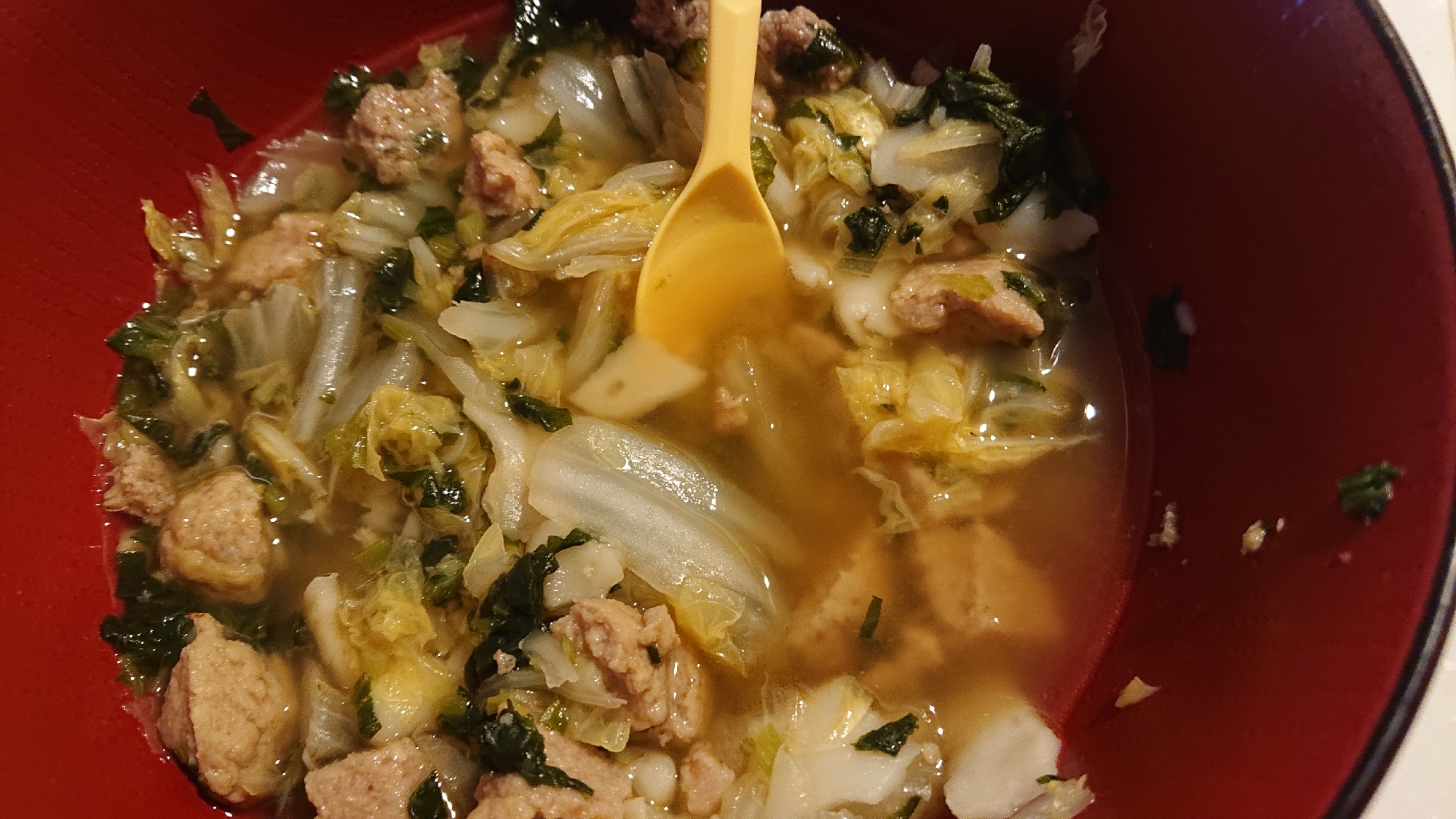 肉団子と海苔の野菜スープ