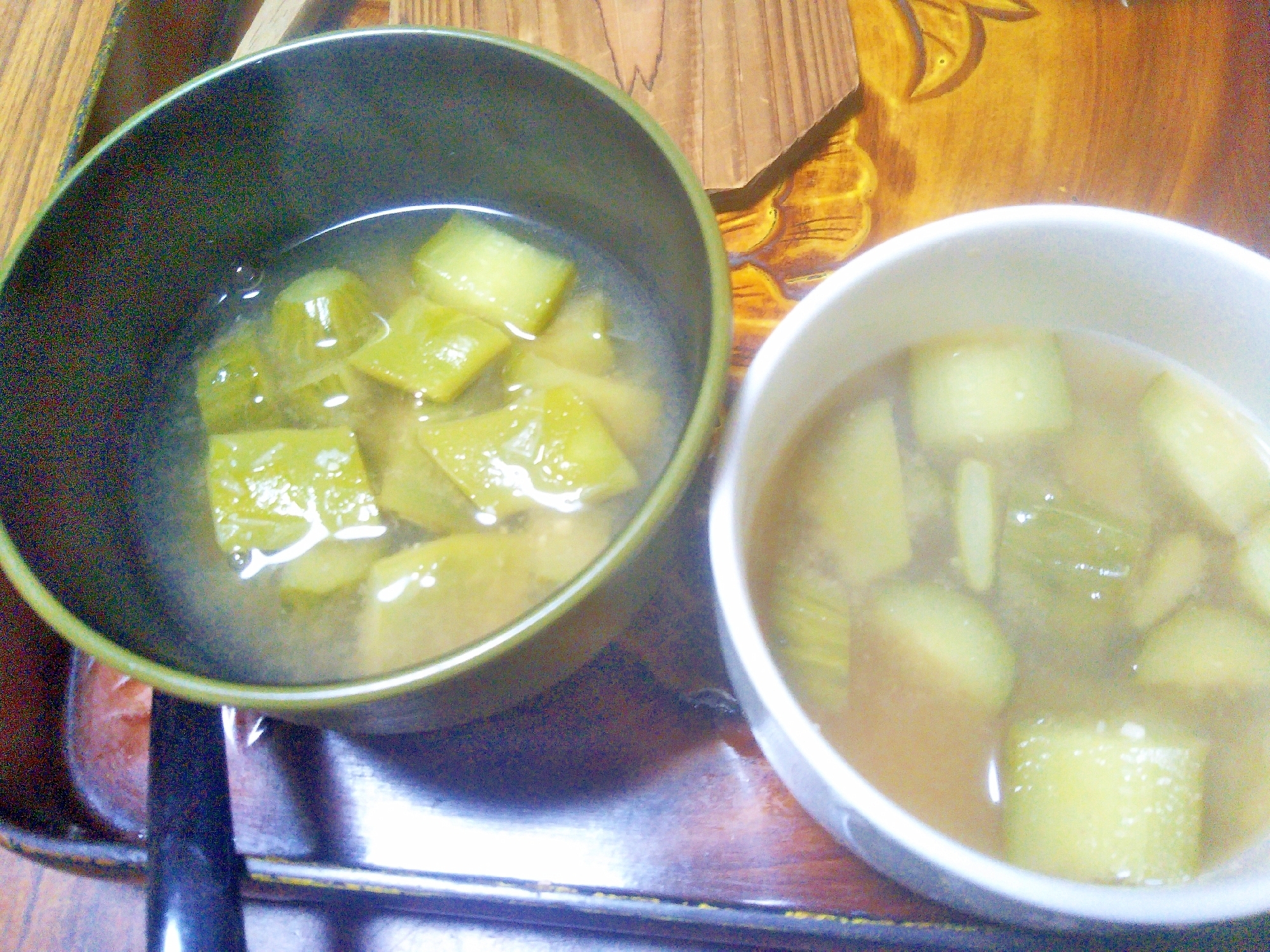 ★キュウリ食べきり★胡瓜&モロッコインゲンの味噌汁