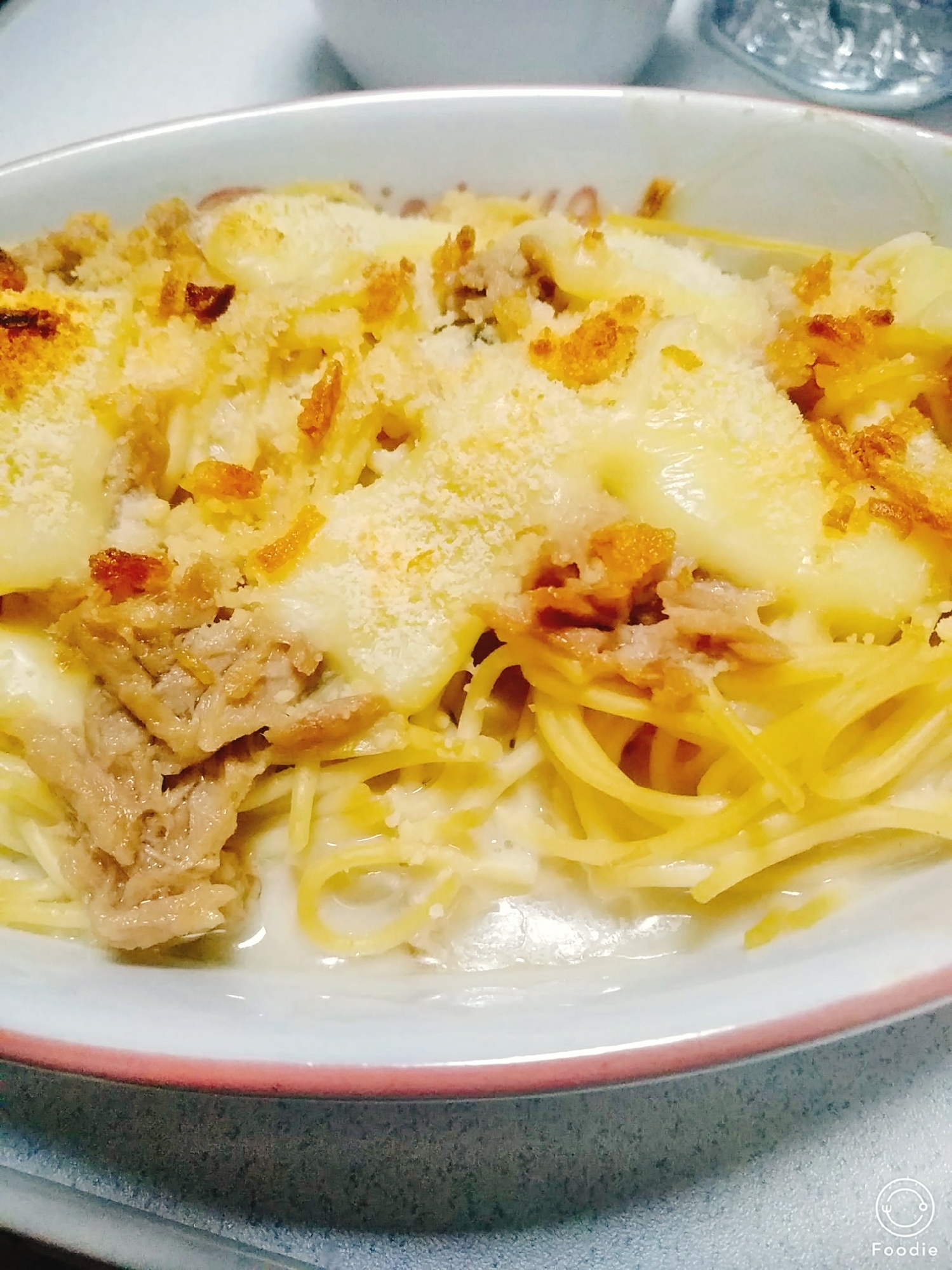 カルボナーラでパスタグラタン