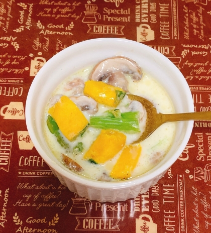 ごぼうと舞茸とかぼちゃの豆乳スープ