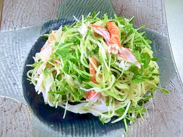 カニカマと豆苗の冷製パスタ