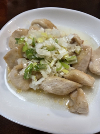 簡単♪(^^)鶏むね肉のネギ塩だれ♪