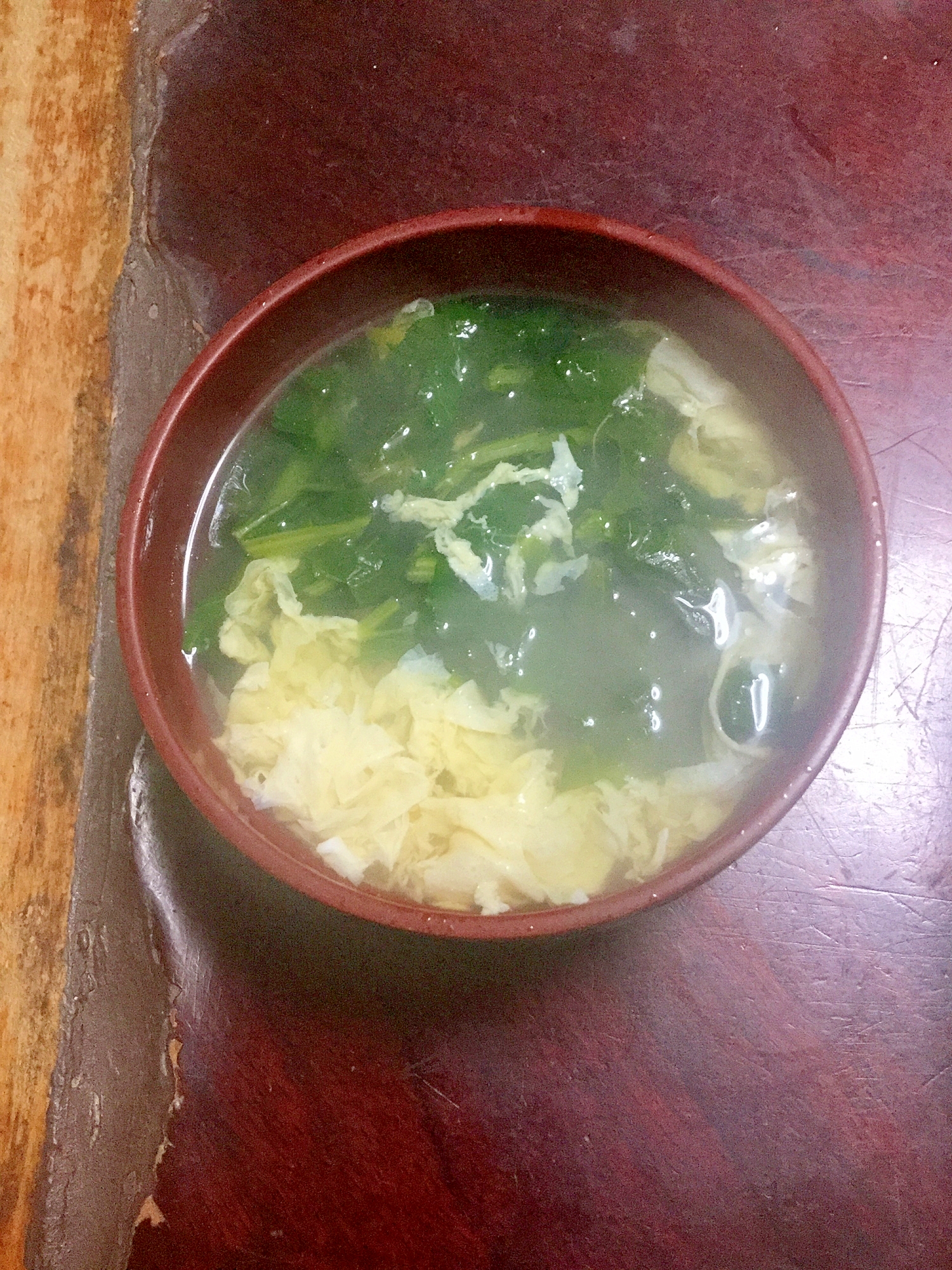 セロリの葉のかきたま汁。