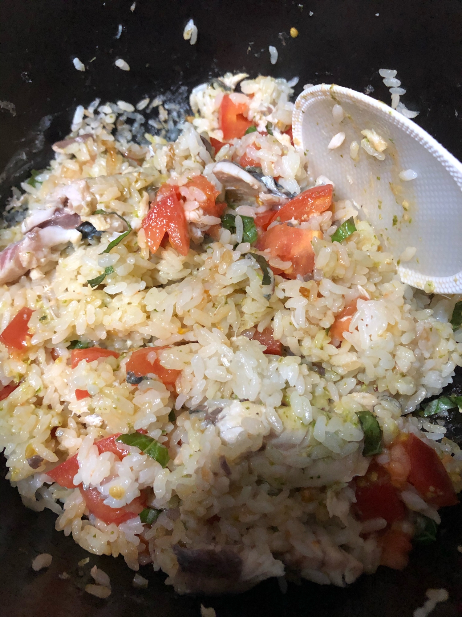 鯵とバジルのご飯