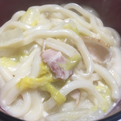 白菜とコンソメとうどんって意外な組み合わせでしたが相いますね☆マイルドで美味しかったです☆彡