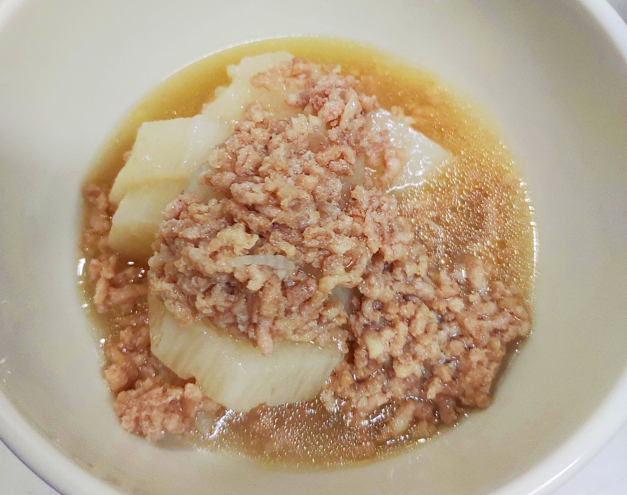 長いもとひき肉と納豆煮