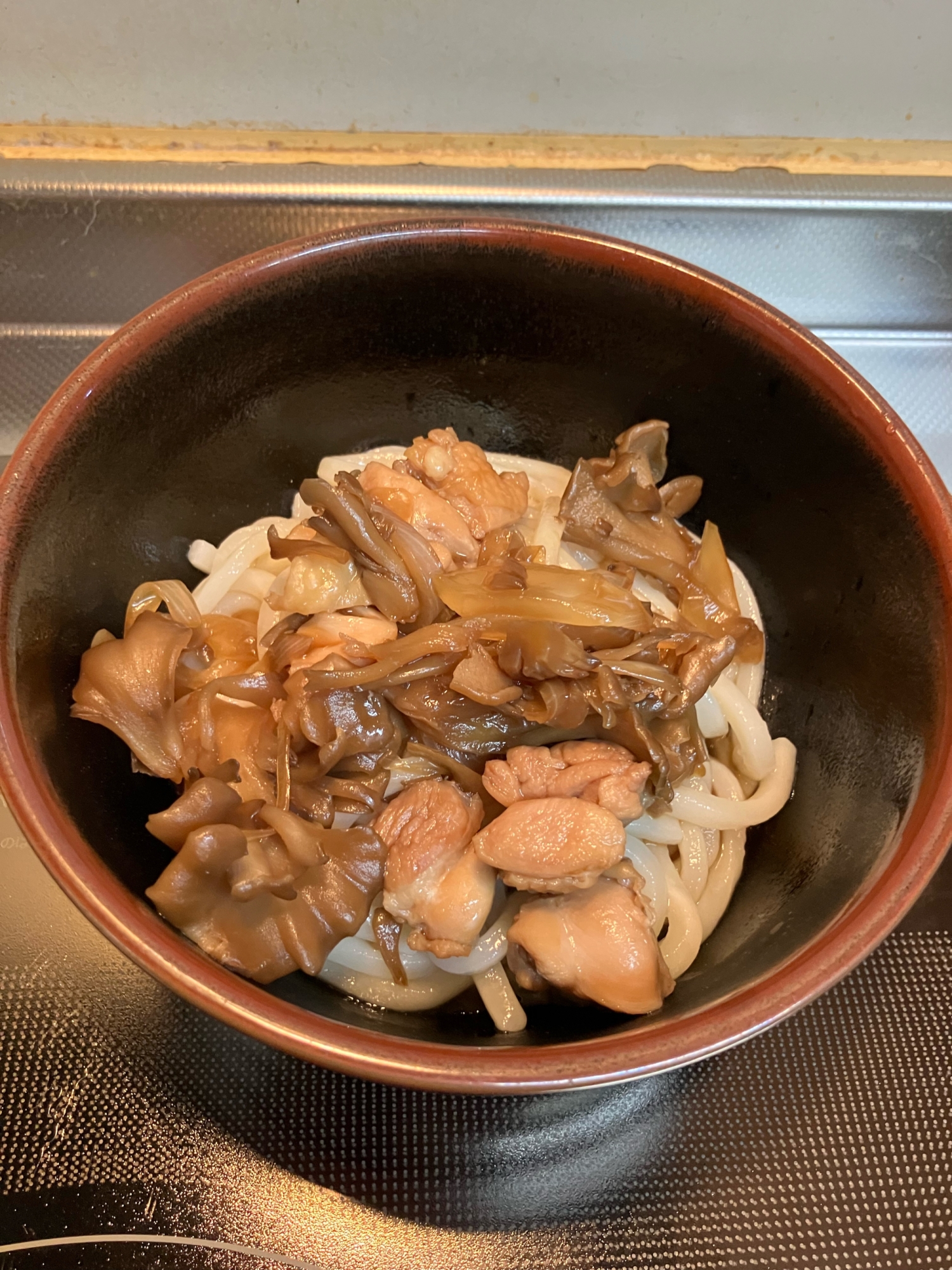 氷で時短♪鶏肉と舞茸の冷やしうどん^_^