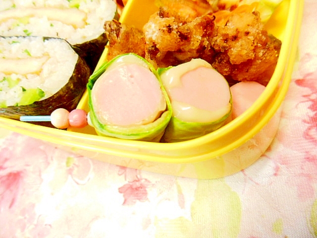 ❤青梗菜ｄｅ❤魚肉ソーセージとチーズ巻き❤