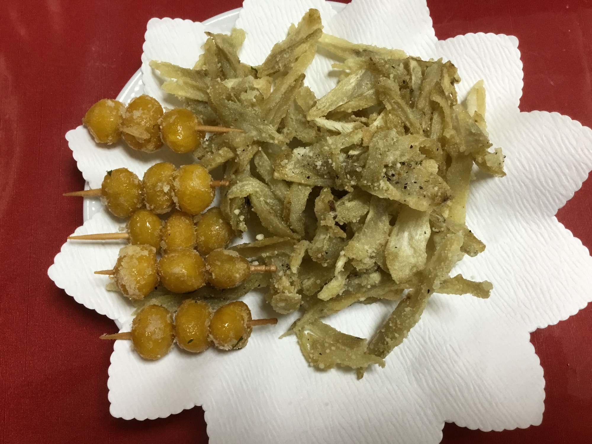 ごぼう揚げと銀杏揚げ