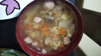 豚の角煮の煮汁で！中華スープ