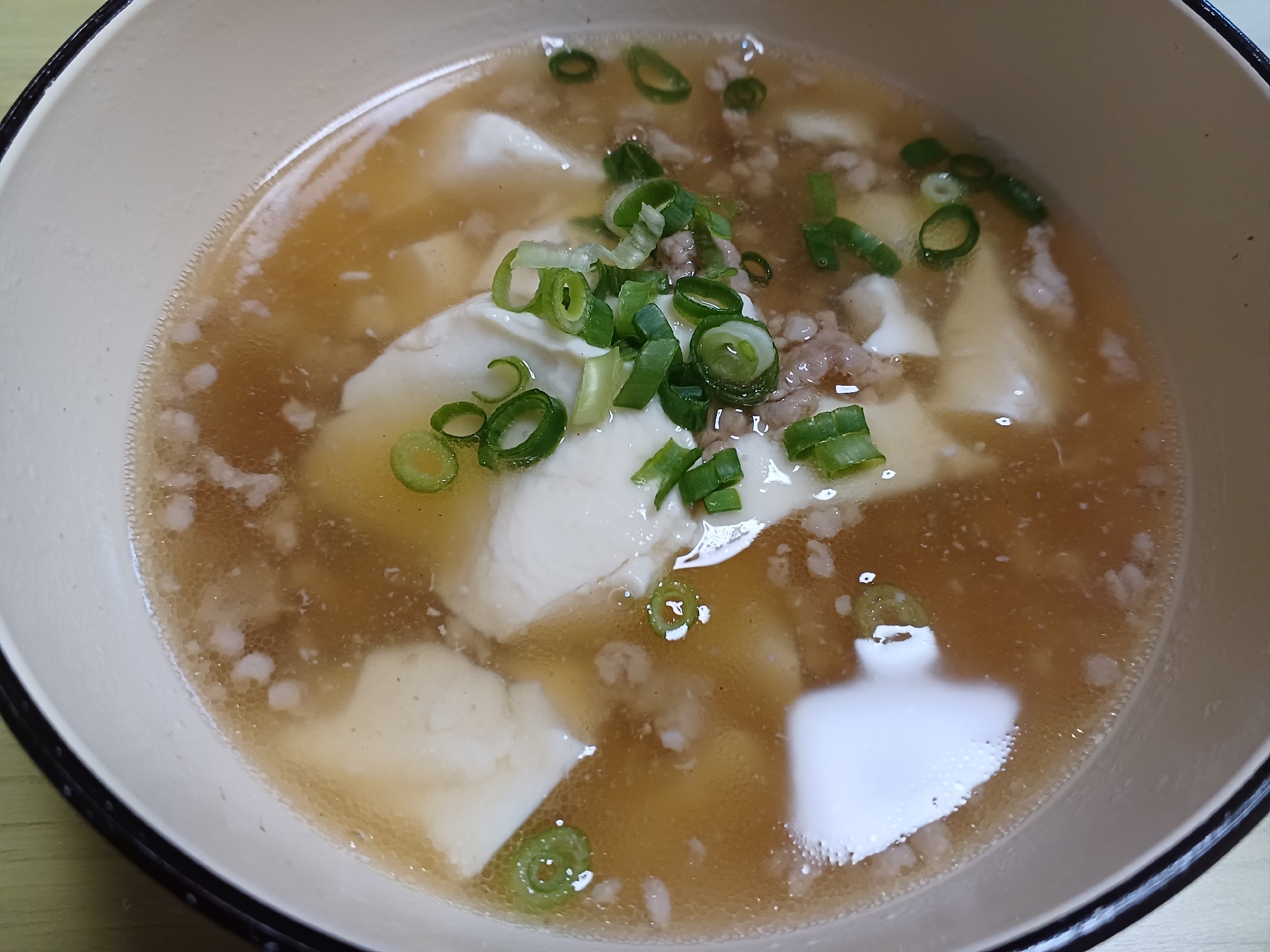 豆腐とひき肉のとろみスープ