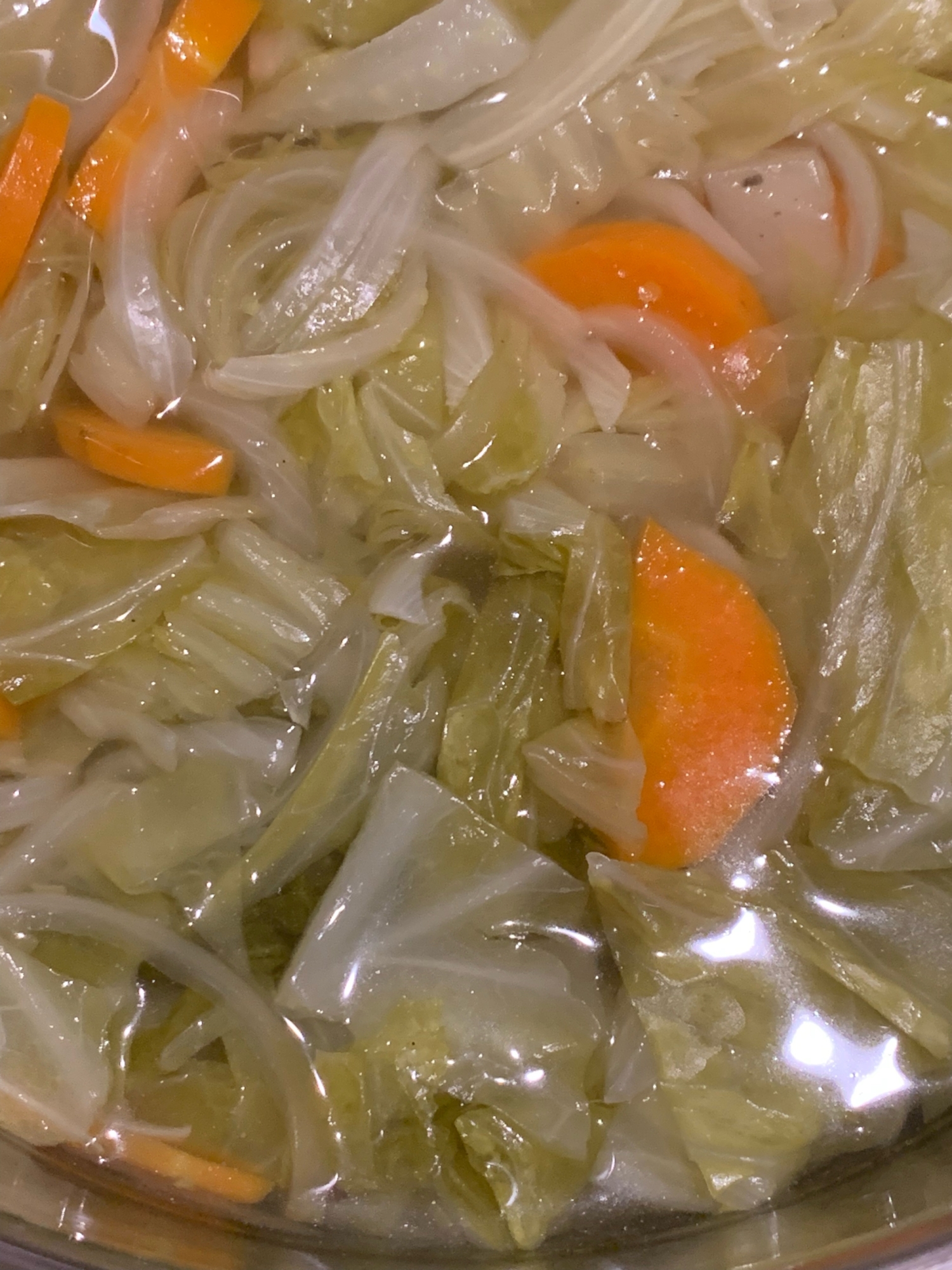 白菜と玉ねぎ、にんじんスープ