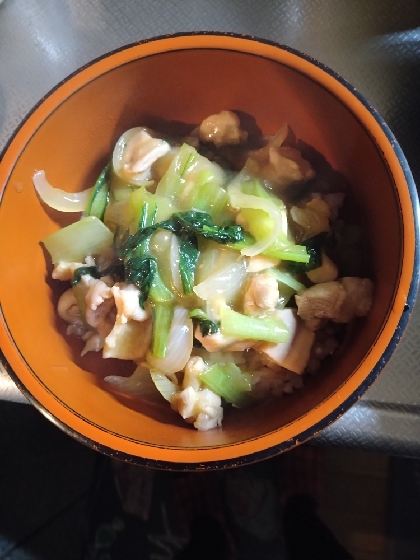 鶏もも小松菜のあんかけ丼