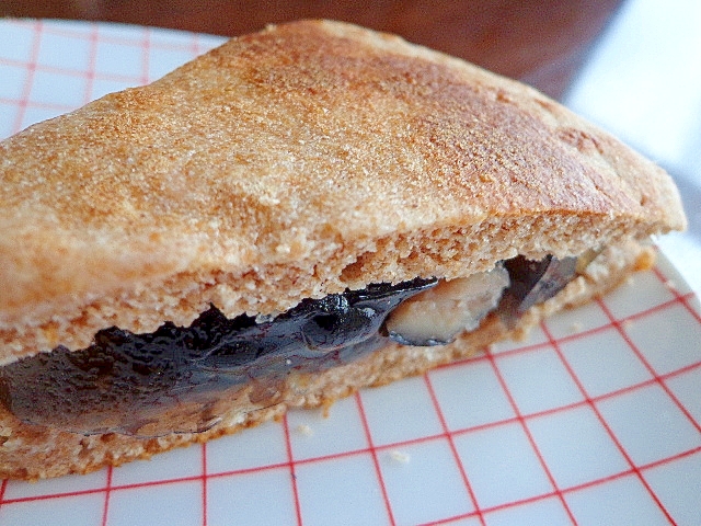 どら焼き風♡黒豆ゼリーサンドのふすまパンケーキ♡