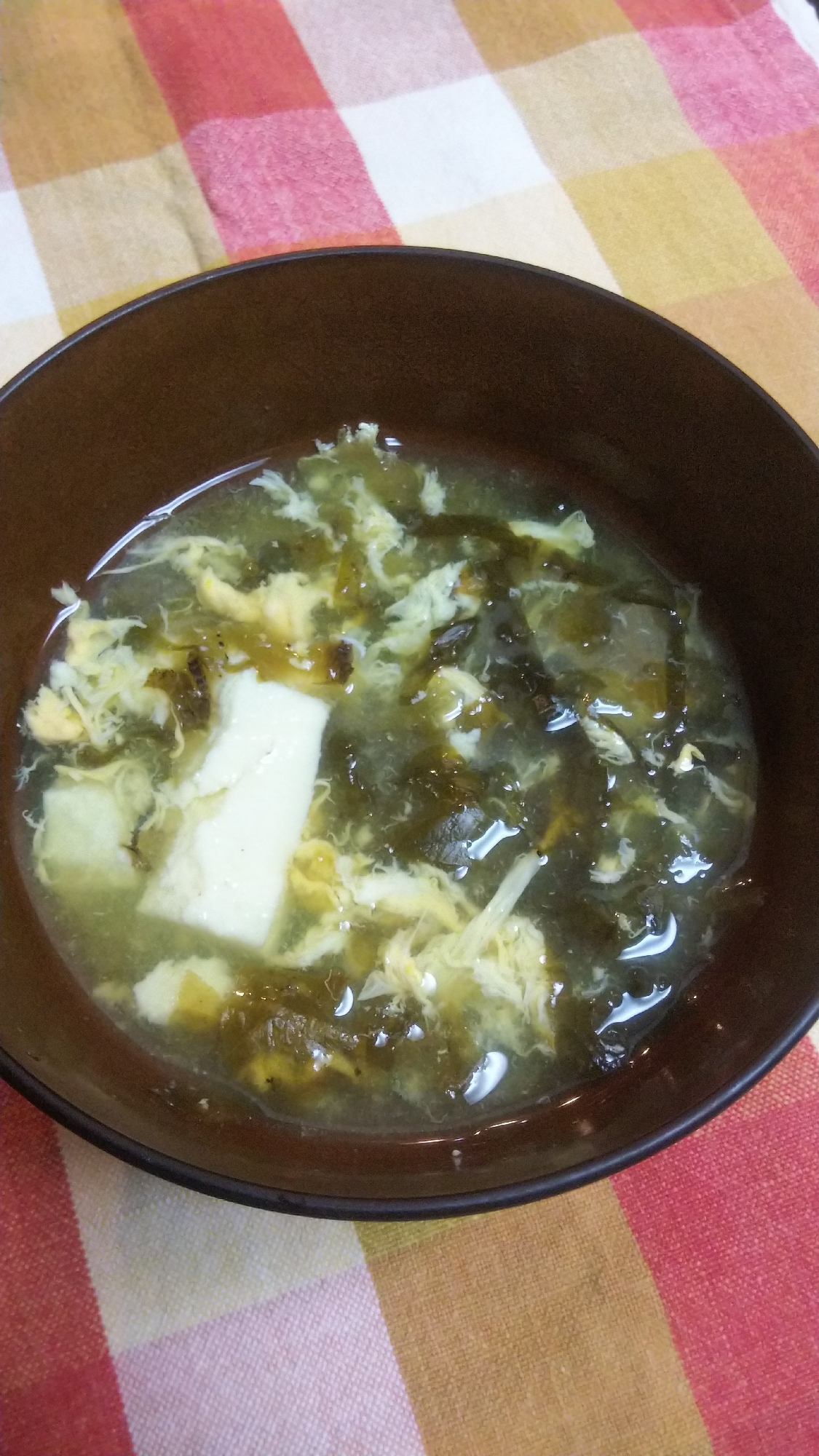 漬物で☆高菜と豆腐の卵スープ