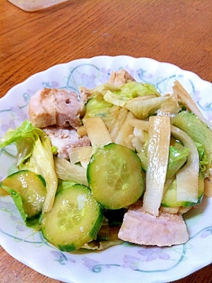 豚ブロックのワサビポン酢サラダ