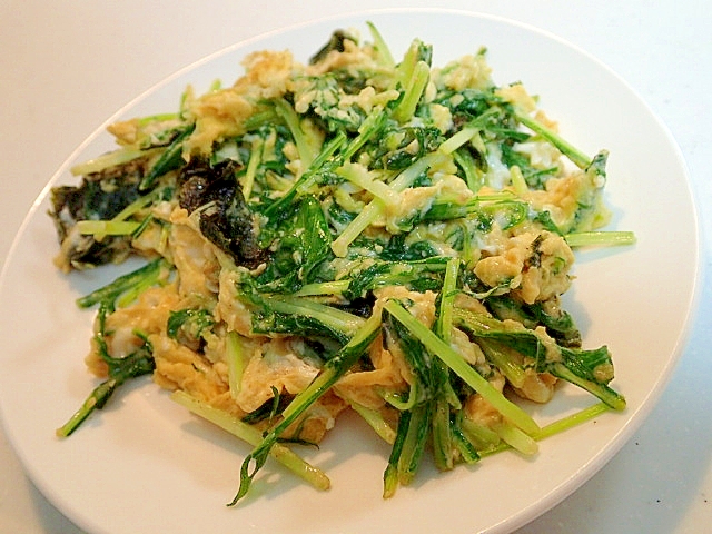 水菜と味海苔の生姜香る卵炒め♬
