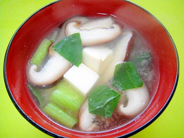 豆腐としいたけ小松菜の味噌汁