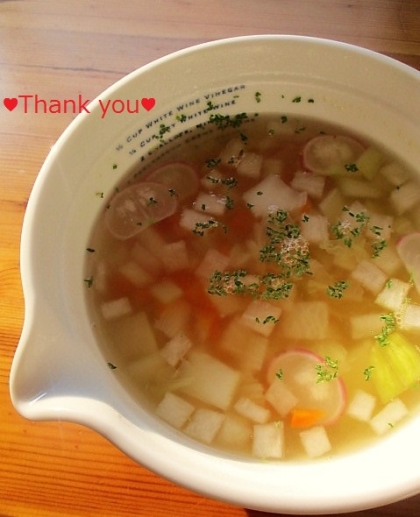 朝スープ☆簡単 クズ野菜deコンソメスープ♪