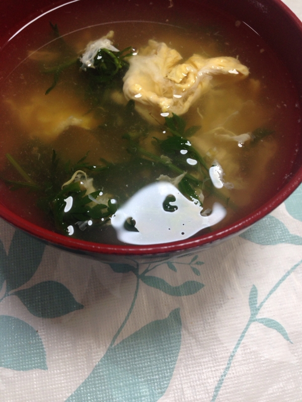 自家製の菊菜と卵のお吸い物(*^^*)
