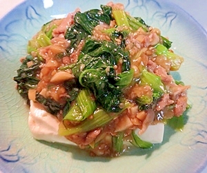 ボリュームたっぷり!豚肉と小松菜の豆腐あんかけ