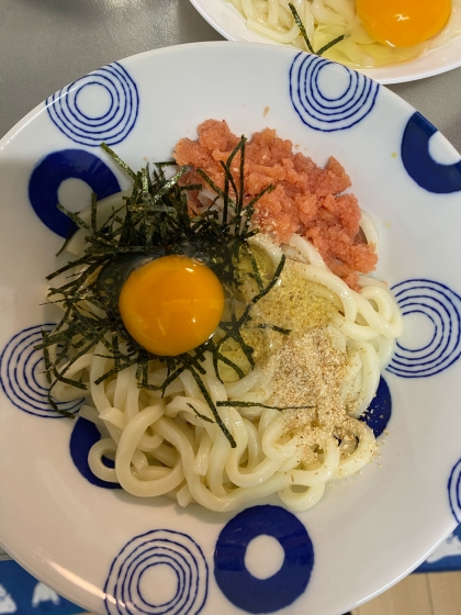 明太バター釜玉風うどん