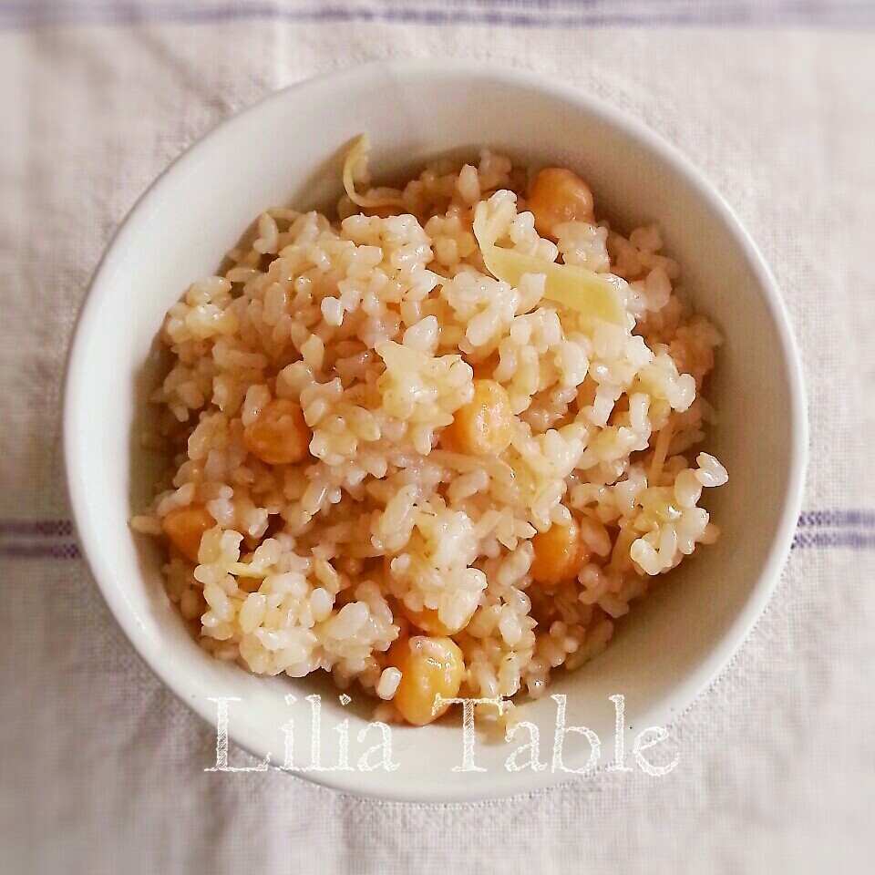ひよこ豆と金時生姜の玄米ご飯