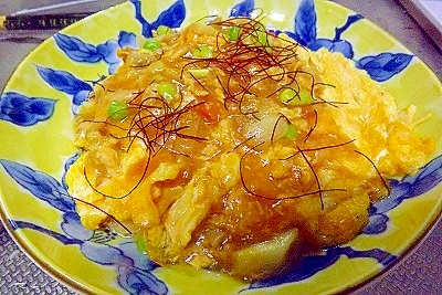 丸美屋のかに玉で、天津飯作りました